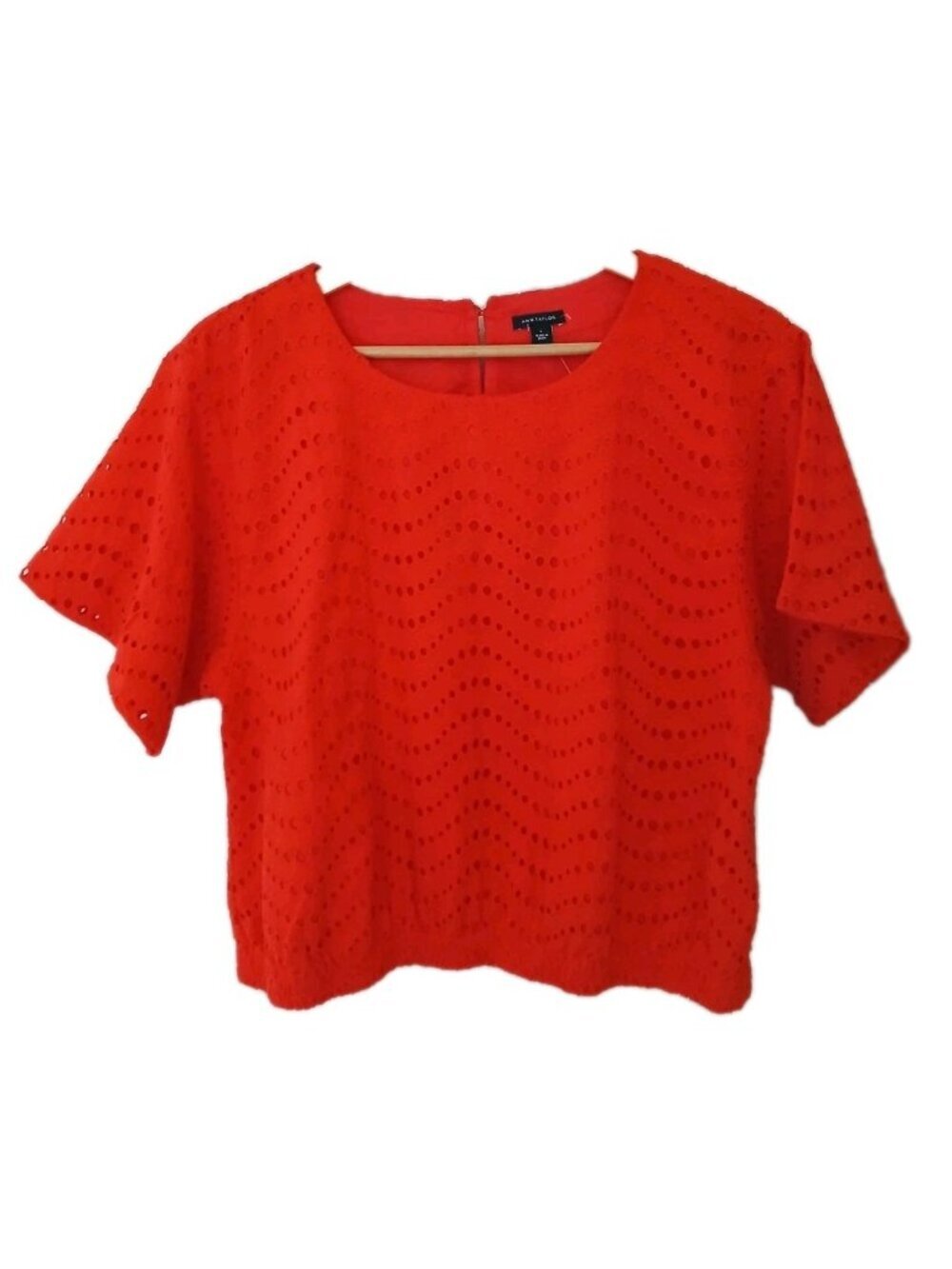 New Ann Taylor Eyelet Popover Blouse